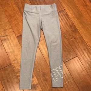 Victoria’s Secret Gray Yoga Leggings, White Leg Graphic